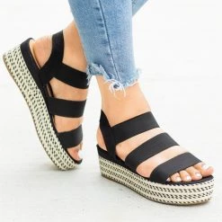 Bamboo Shoes Beautiful Triple Strap Espadrille Wedges