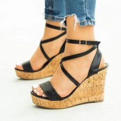 Fashion Focus Beautiful Wraparound Criss Cross Wedges Newest Arrivals