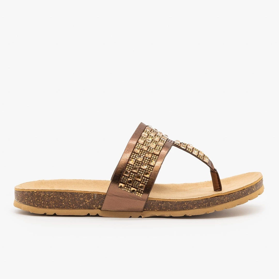 Soda Shoes Bedazzled Cork Sandals 3 Soda Shoes Bedazzled Cork Sandals