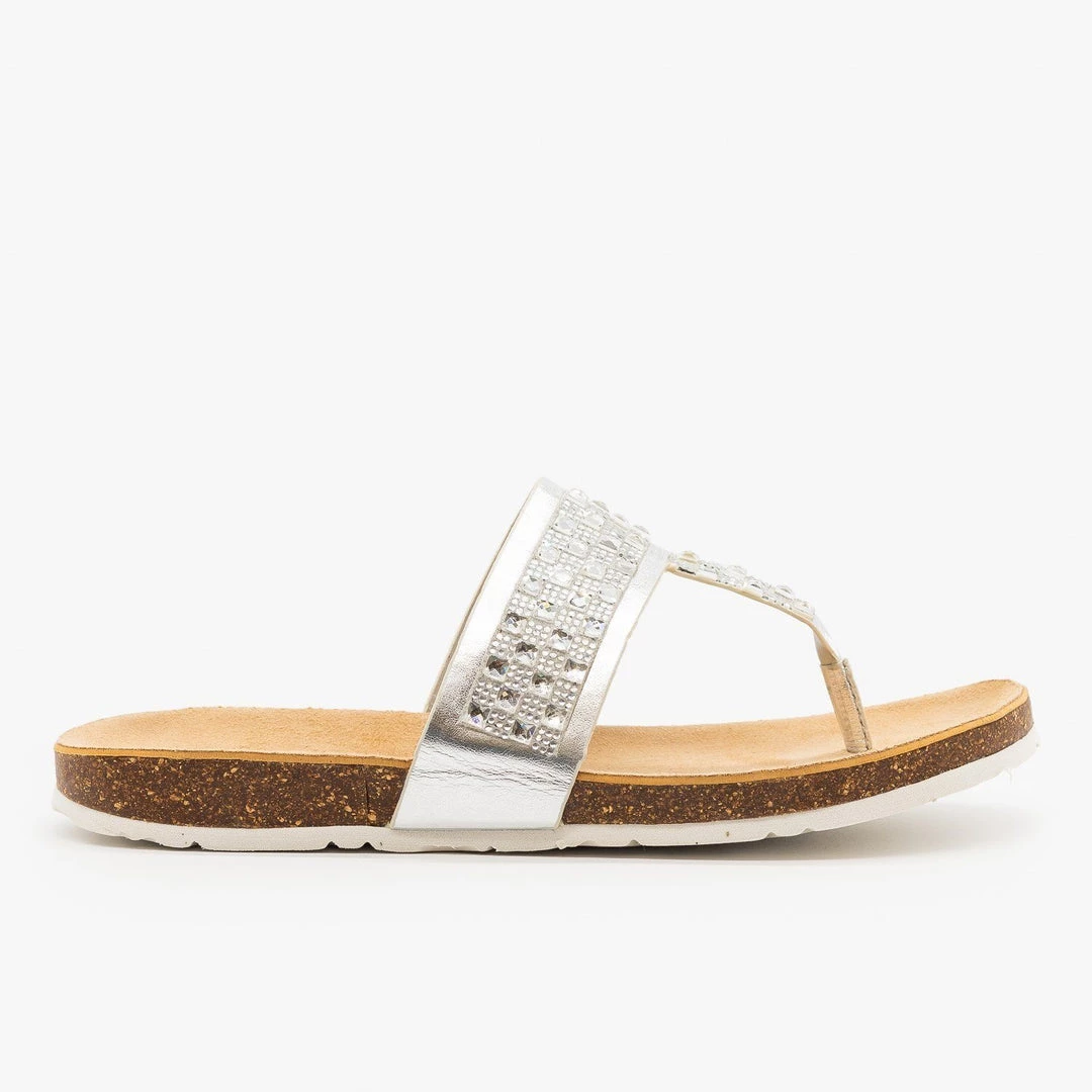 Soda Shoes Bedazzled Cork Sandals 6 Soda Shoes Bedazzled Cork Sandals