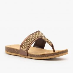 Soda Shoes Bedazzled Cork Sandals