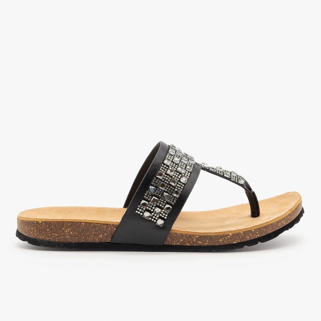 Soda Shoes Bedazzled Cork Sandals 9 Soda Shoes Bedazzled Cork Sandals