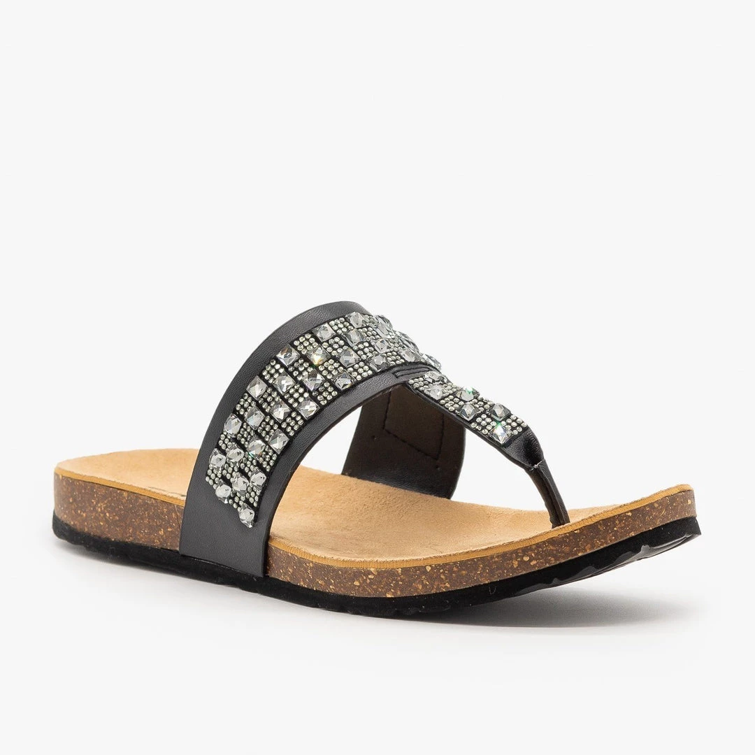 Soda Shoes Bedazzled Cork Sandals 7 Soda Shoes Bedazzled Cork Sandals