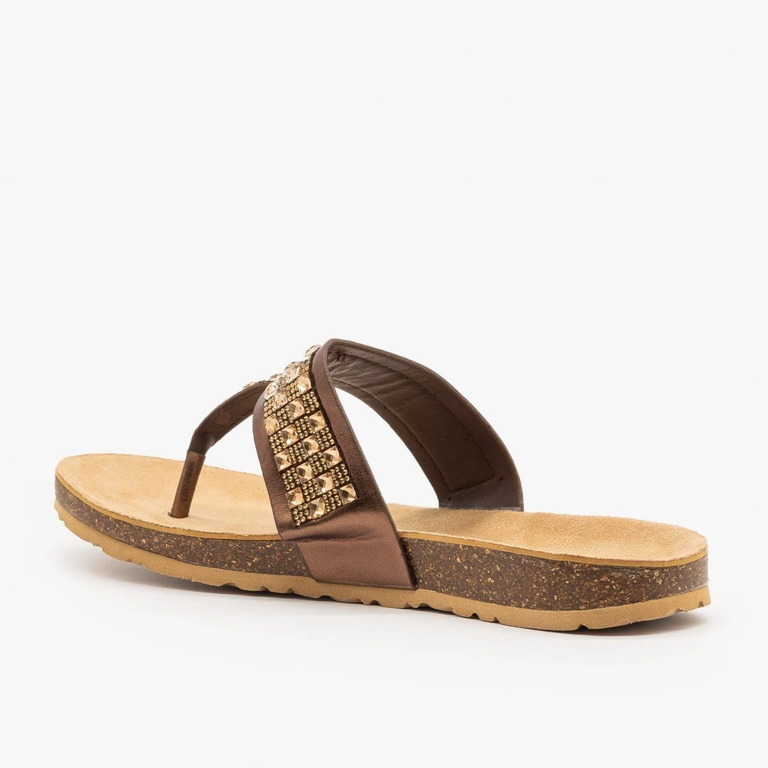 Soda Shoes Bedazzled Cork Sandals 2 Soda Shoes Bedazzled Cork Sandals