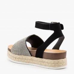 Forever Bedazzled Espadrille Flatform Sandals