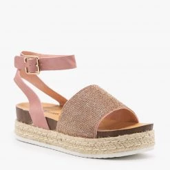 Forever Bedazzled Espadrille Flatform Sandals