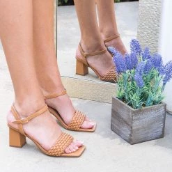 Bamboo Belinda Braided Square-Toe Heels Newest Arrivals