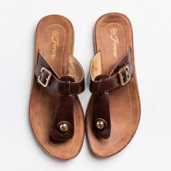 Forever Newest Arrivals Belt Buckle Thong-Toe Sandals