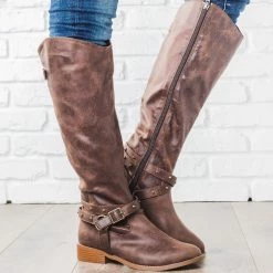 Qupid Shoes Belt Studded Riding Boots FINAL SALE Newest Arrivals