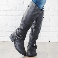 Qupid Shoes Belt Studded Riding Boots FINAL SALE Newest Arrivals