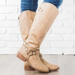 Qupid Shoes Belt Studded Riding Boots FINAL SALE Newest Arrivals