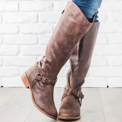 Qupid Shoes Belt Studded Riding Boots FINAL SALE Newest Arrivals