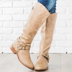 Qupid Shoes Belt Studded Riding Boots FINAL SALE Newest Arrivals