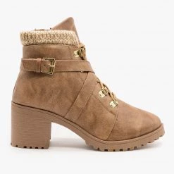 Qupid Shoes Belted Chunky Heel Booties Newest Arrivals