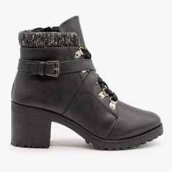 Qupid Shoes Belted Chunky Heel Booties Newest Arrivals