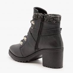 Qupid Shoes Belted Chunky Heel Booties Newest Arrivals