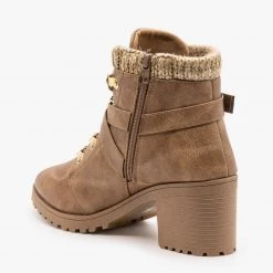 Qupid Shoes Belted Chunky Heel Booties Newest Arrivals
