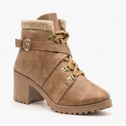 Qupid Shoes Belted Chunky Heel Booties Newest Arrivals