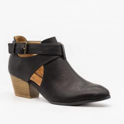 Qupid Shoes Belted Criss Cross Ankle Booties Newest Arrivals