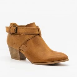 Qupid Shoes Belted Criss Cross Ankle Booties Newest Arrivals