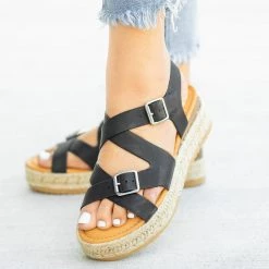 Bamboo Shoes Belted Criss Cross Espadrille Wedges 10 Bamboo Shoes Belted Criss Cross Espadrille Wedges