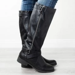 Qupid Shoes Newest Arrivals Belted Criss Cross Riding Boots