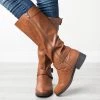 Qupid Shoes Newest Arrivals Belted Criss Cross Riding Boots