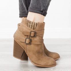 Soda Shoes Belted Knit Sweater Booties Newest Arrivals