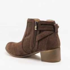 AMS Shoes Newest Arrivals Belted Pinhole Ankle Booties