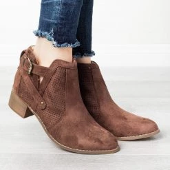 AMS Shoes Newest Arrivals Belted Pinhole Ankle Booties