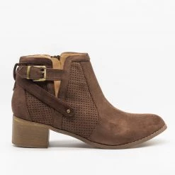 AMS Shoes Newest Arrivals Belted Pinhole Ankle Booties