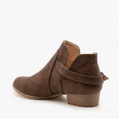 AMS Shoes Belted Side Cutout Booties