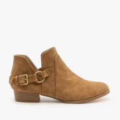 AMS Shoes Belted Side Cutout Booties