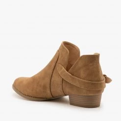 AMS Shoes Belted Side Cutout Booties