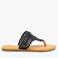 Bamboo Shoes Black Crochet Flip Flops