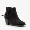 Mata Black Faux Suede Lace Up Detail Booties