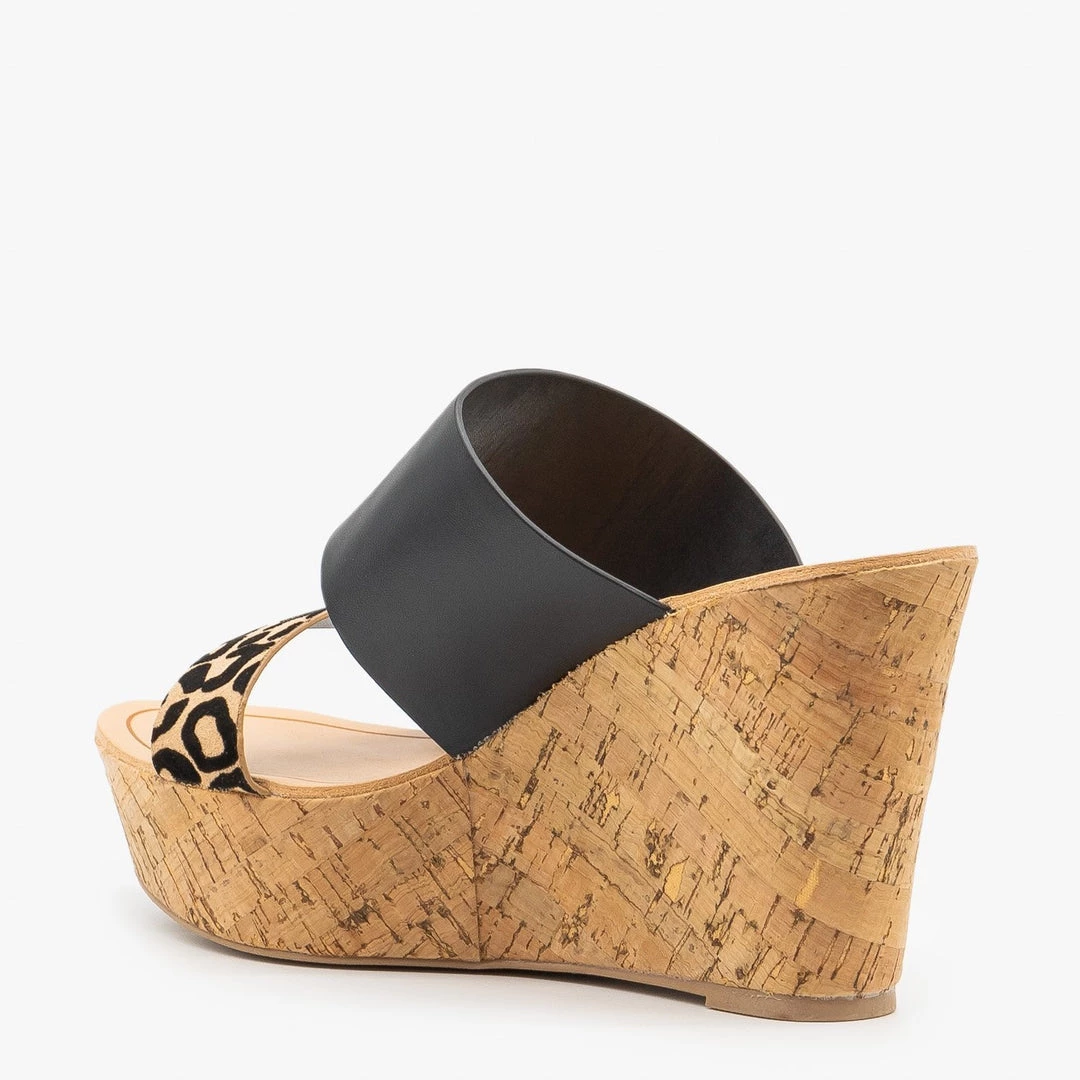 Qupid Shoes Black Leopard Cork Wedges 3 Qupid Shoes Black Leopard Cork Wedges