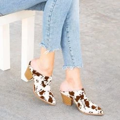Qupid Shoes Block Heel Pointed-Toe Mules Newest Arrivals