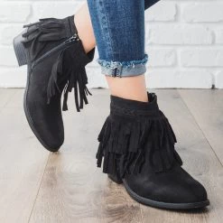 Refresh Boho Fringe Ankle Booties Newest Arrivals
