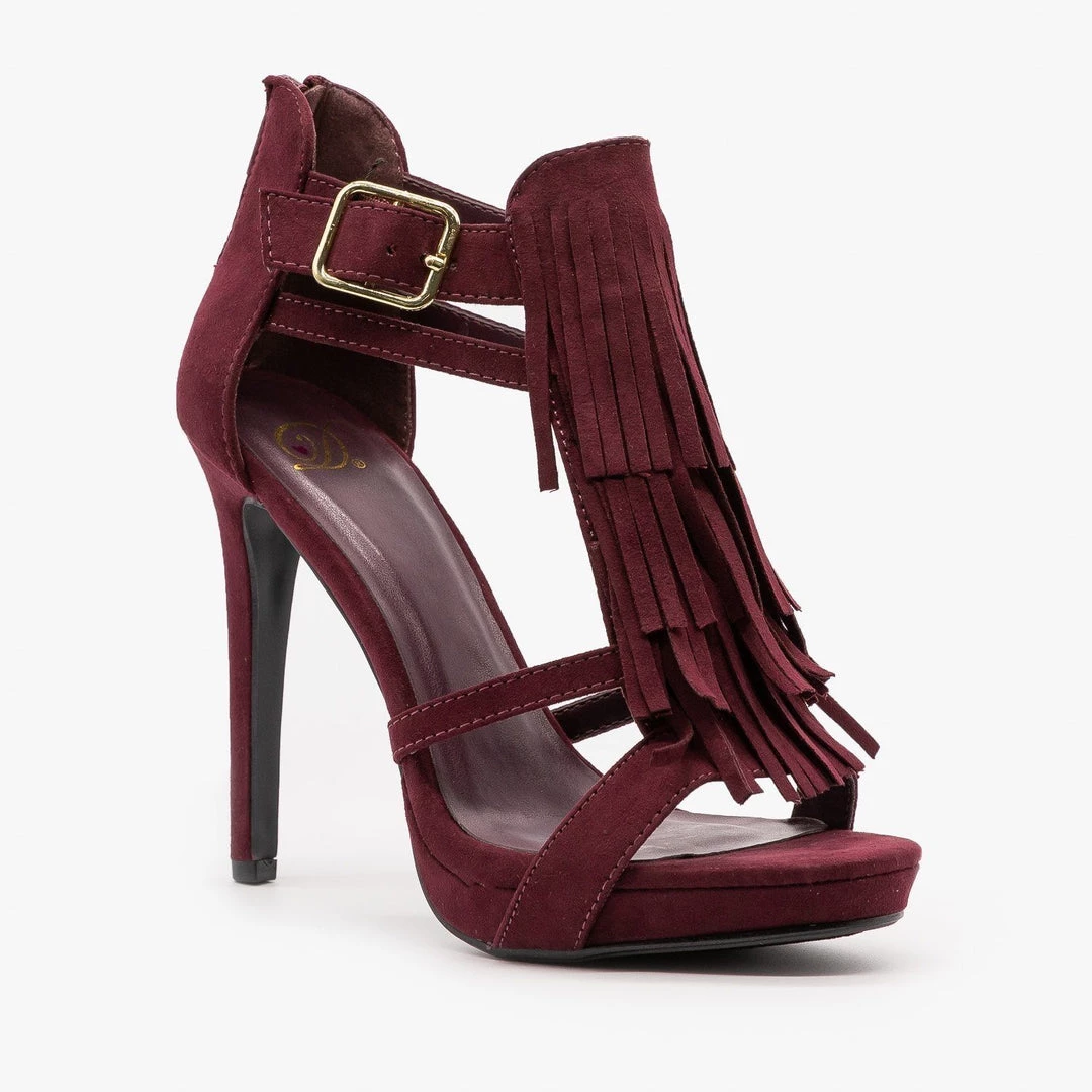Delicious Shoes Boho Fringe Stiletto Sandals Newest Arrivals 2 Delicious Shoes Boho Fringe Stiletto Sandals Newest Arrivals