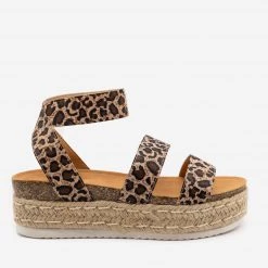 Anna Shoes Bold Leopard Print Espadrille Flatforms