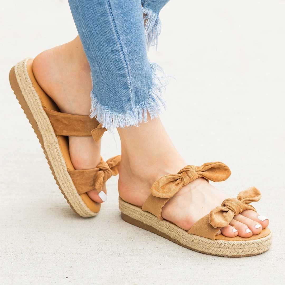 Bamboo Shoes Bow Tie Espadrille Flatform Slip-On Sandals Newest Arrivals 7 Bamboo Shoes Bow Tie Espadrille Flatform Slip-On Sandals Newest Arrivals