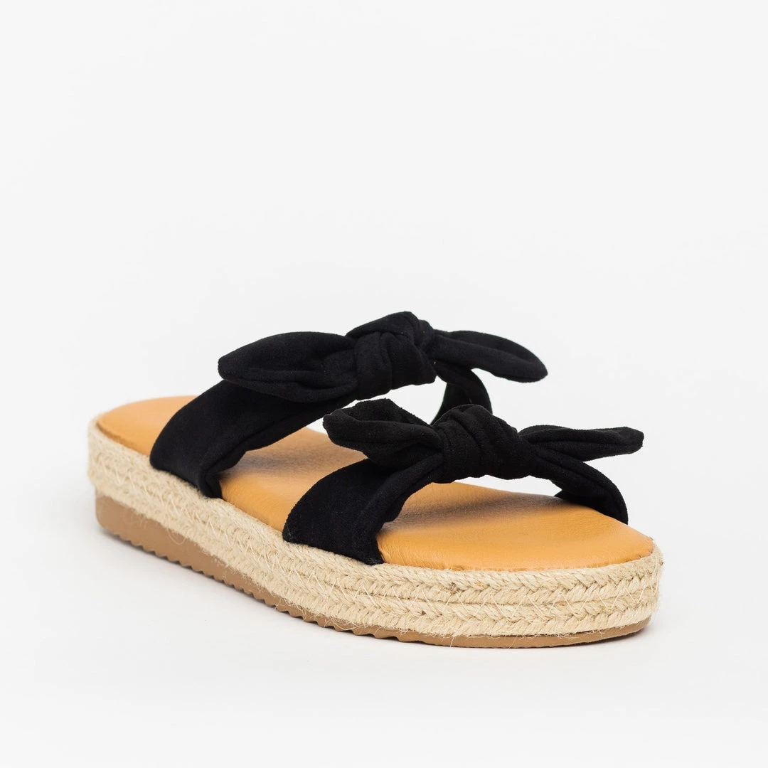 Bamboo Shoes Bow Tie Espadrille Flatform Slip-On Sandals Newest Arrivals 4 Bamboo Shoes Bow Tie Espadrille Flatform Slip-On Sandals Newest Arrivals