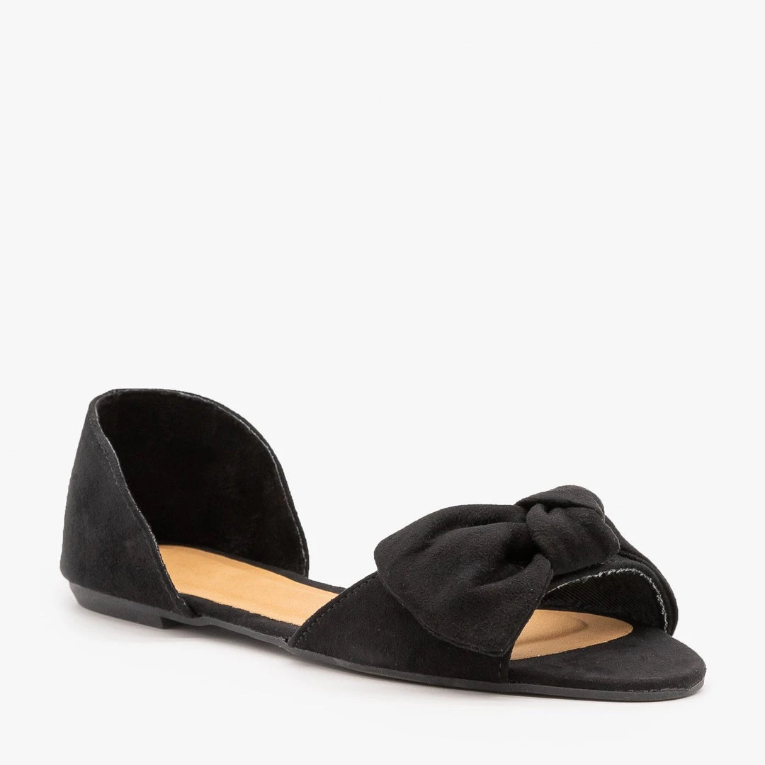 Bamboo Shoes Bow Tie Peep Toe D'Orsay Flats 8 Bamboo Shoes Bow Tie Peep Toe D'Orsay Flats