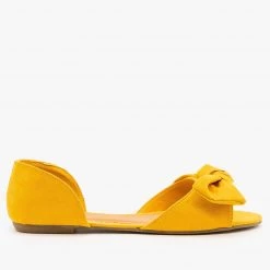 Bamboo Shoes Bow Tie Peep Toe D'Orsay Flats