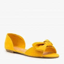 Bamboo Shoes Bow Tie Peep Toe D'Orsay Flats