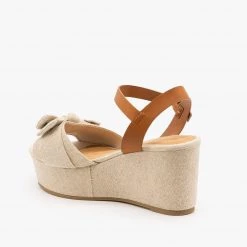 Bamboo Shoes Bow Tie Platform Wedges