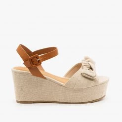 Bamboo Shoes Bow Tie Platform Wedges