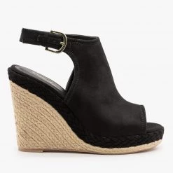 Qupid Shoes Newest Arrivals Braid And Espadrille Trimmed Wedge Sandals