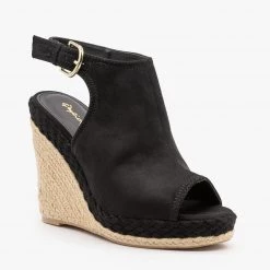 Qupid Shoes Newest Arrivals Braid And Espadrille Trimmed Wedge Sandals